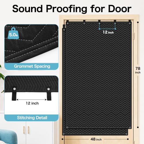 2-Pack Sound Dampening Moving Blankets, 48 x 78 in, 5 Hooks Included - view 3
