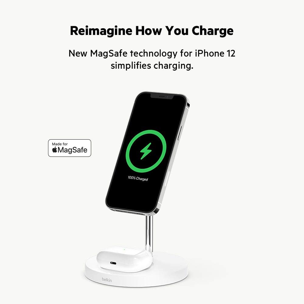 2 in 1 wireless charging stand, fast charger | iPhone 16/15/14/13, AirPods compatible, fast charging station, multi-device desk charger, magnetic - view 2