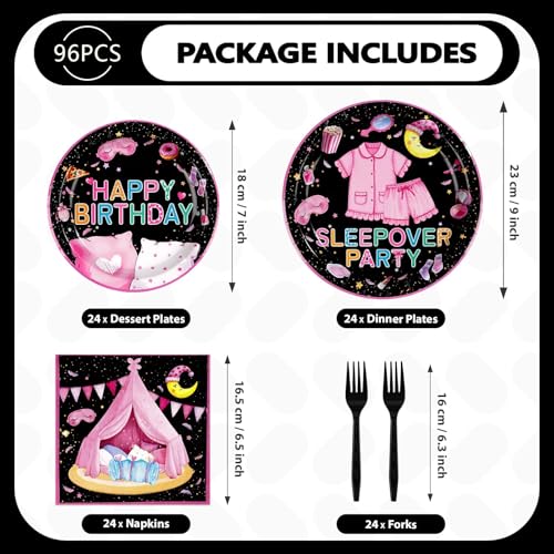 96 Pcs Sleepover Birthday Party Decorations for Girls, Serves 24 - view 2