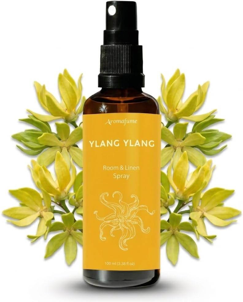 Ylang Ylang Air Freshener Spray for Room, Linen & Pillow 100ml | Made with Pure Ylang Ylang Essential Oil | Aromatherapy Spray to Soothe & Revive | Mist for Bedding, Fabrics