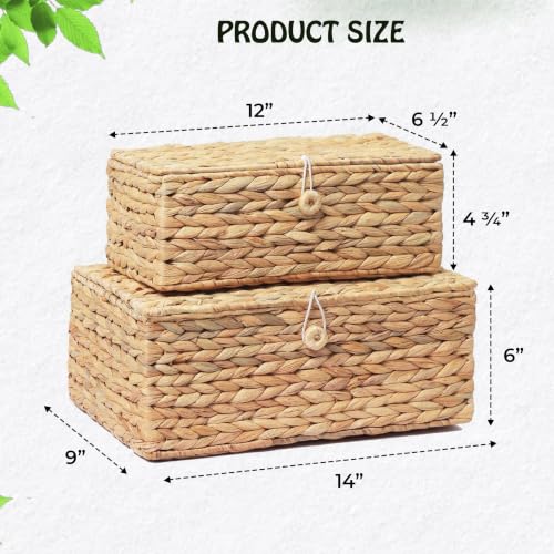 Set of 2 Rectangular Wicker Storage Basket with Lid - view 4