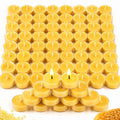 50 Pack Bulk Beeswax Tea Light Candles-2 Hour Short Burn Time for Daily Meditation & Yoga-Natural Beeswax Votive Candles for Oil Burners,Evening Dinner,Ritual & Emergency, Clean Burning & Non-Toxic