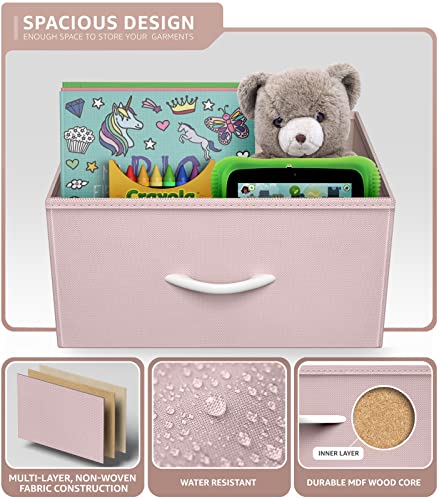 1 Drawer Shelf Storage Nightstand - Kids Bedside Furniture End Table Night Stand with Steel Frame Wood Top & Easy Pull Fabric Bins. Dresser & Chest for Home Bedroom Accessories Office & College - view 5
