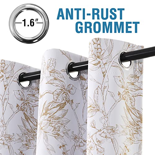 100% Blackout Curtains for Living Room Camellia Floral Blackout Curtains 63 Inches Long Light Blocking Window Treatment Curtains with Black Liner Grommet Thermal Drapes, 2 Panels, Taupe - view 3