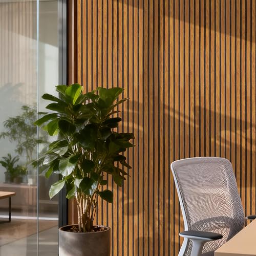 Acoustic Wood Slat Wall Panels for Wall 2pack Wood Slat Panels for Wall 47.2”x23.6” Wooden Acoustic Venner Panels 3D, Fluted Wall Slat Panels 0.82”in - view 6