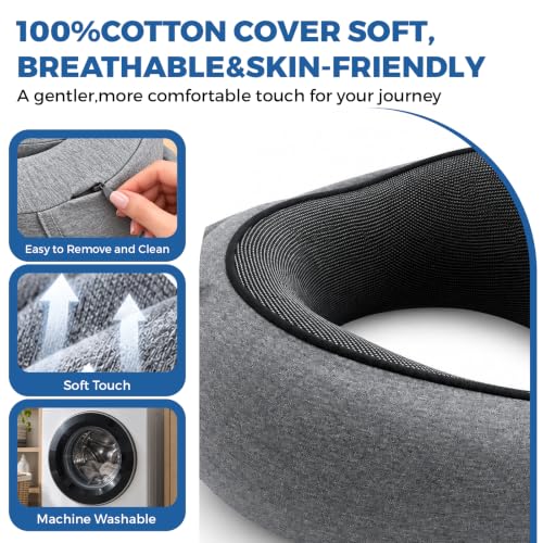 Hooded Pro Travel Pillow,Upgraded Trave Neck Pillow, Memory Foam Filling - view 4