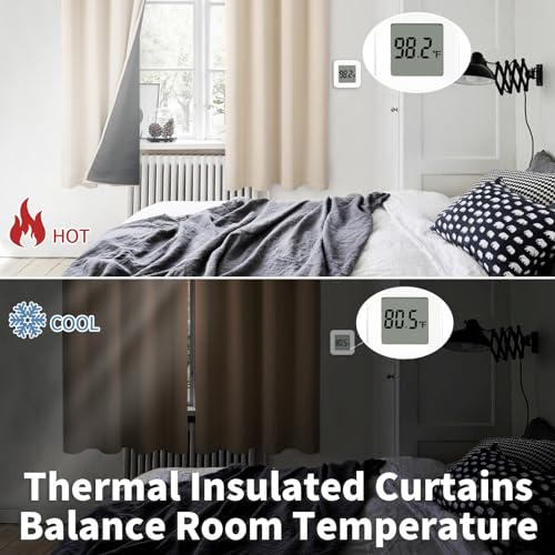 Thermal Insulated 100% Blackout Curtains 63 Inch Length 2 Panels, Total Light Blocking Curtains for Bedroom, Grommet Window Drapes with Thick Black Liner, 52 Inch Wide Each Panel, Champagne - view 4