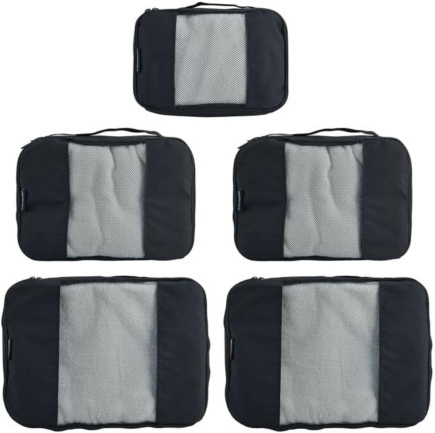 Packing cubes for travel - 5 piece set with pattern design, lightweight ripstop nylon luggage organizers with mesh panel, small medium large sizes - view 7