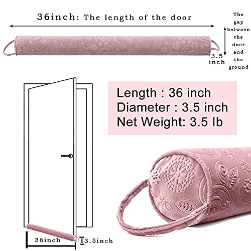 Weighted Door Draft Stopper 36 Inch, Pink Door Draft Noise Sound Blocker Snake Door Sweep with Loop and Weather Stripping Removable, Heavy Duty Draft Guard Windproof for Doors Windows - view 2