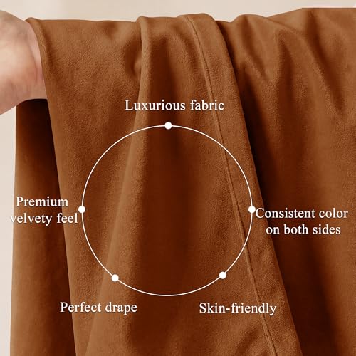 Burnt Orange Velvet Curtains for Sliding Door, W52 x L96, 2 Panels - view 4