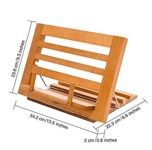 Wooden Cookbook Stand Adjustable Beech Book Holder and Tablet Easel - view 2