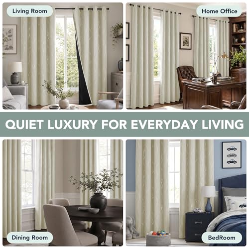100% Blackout Print Curtains for Living Room 84 Inch Long 2 Panels - view 4