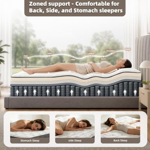 12 Inch Full Size Mattress, Medium Firm Hybrid Gel Memory Foam Mattresses and Individually Pocketed Spring, Motion Isolation, Pressure Relief, Edge Support, CertiPUR-US - view 2