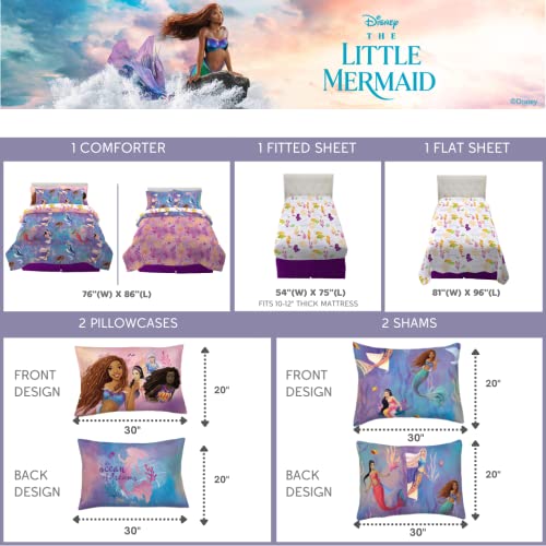 Disney Princess Ariel The Little Mermaid Live Action Movie Ariel Kids Bedding Super Soft Comforter and Sheet Set with Sham, Full, (100% Official Licensed Product) - view 5