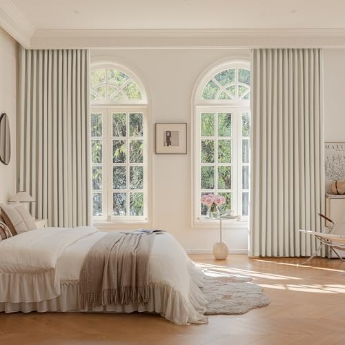 Blackout Natural Linen Pleated Curtains 2 Panels - 40"Wx102"L, Back Tab - view 5