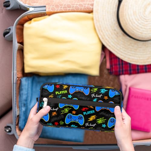 Kids Travel Toiletry Bag - Blue Game Gamepad Waterproof Hanging Cosmetic Hygiene Bags for Boys Men - Large Shave Kit for Toiletries Accessories Bathroom Stuff - view 7