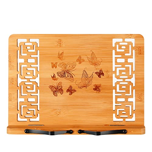 Foldable Bamboo Book Stand Adjustable Cookbook Reading Holder