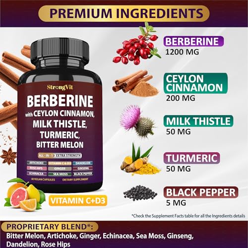 Cortisol Supplement & Berberine Complex Bundle (120 Capsules) - view 3