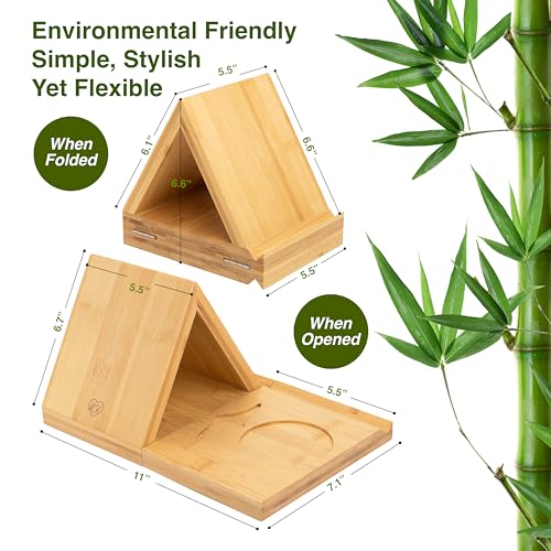 Bamboo Triangle Book Rest - Foldable Desk Stand, Book Nook Reading Valet, Gift for Readers with Free Page Holder, No Assembly Required (Natural) - view 4