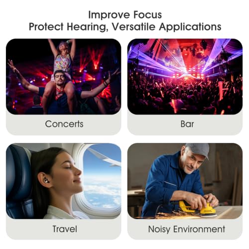 Ear Plugs for Sleeping, 55dB Noise Cancelling Ear Plugs, Reusable Earplugs for Noise Reduction, Snoring, Side Sleepers, Concert Ear Plugs, Airplane Travel, Hearing Protection(8 Tips, Grey) - view 3