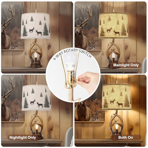 Rustic Farmhouse Antlers Table Lamp Set of 2 with Night Light - view 5