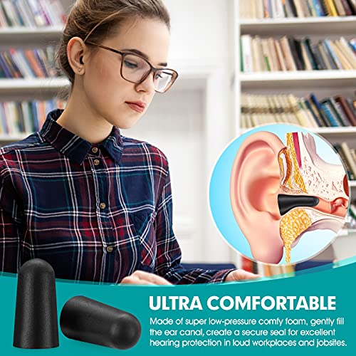 200 Pairs Black Foam Ear Plugs for Sleeping, 33dB NRR Noise Reduction - view 3