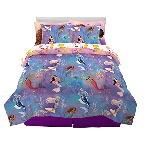 Disney Princess Ariel The Little Mermaid Live Action Movie Ariel Kids Bedding Super Soft Comforter and Sheet Set with Sham, Full, (100% Official Licensed Product)