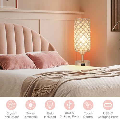 Champagne Gold Bedside Lamp, Nightstand Lamp for Bedroom (Bulb included) - view 6