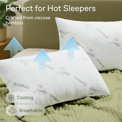 Cloud-Like Pillow Protectors with Zipper Standard Size - Breathable Cooling Pillow Covers for Hot Sleeprers - 100% Resistant to Stains, Dust & Dirt (White 2-Pack) - view 4