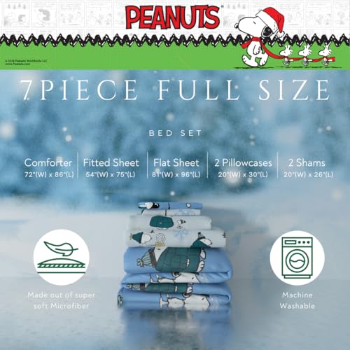 Collectibles Peanuts Snoopy Puffer Holiday & Christmas Bedding Super Soft Comforter and Sheet Set with Sham, 7 Piece Full Size (Officially Licensed Product) - view 3