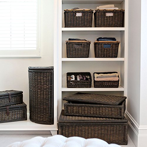 Pole Handle Wicker Storage Basket, M, Walnut Brown - view 5
