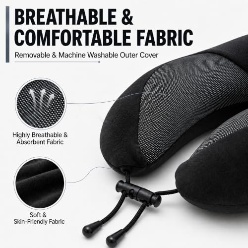 Travel Neck pillow for Airplane, with Large Hood Eye Mask Earplug and Bag - view 5