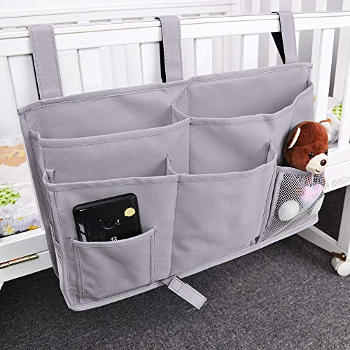 Bunk Bed Organizer - Bedside Storage Caddy with Pocket, Hanging Organizer for Camp, Dorm, Room, Hospital Bed Rail and More (Grey) - view 3