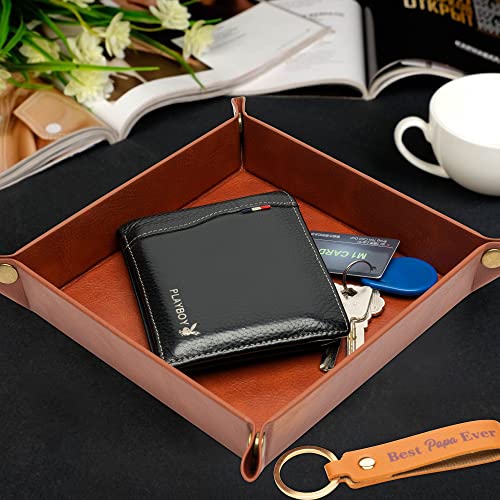 Best Papa Ever PU Valet Tray and Keychain Desktop Storage Organizer - view 5