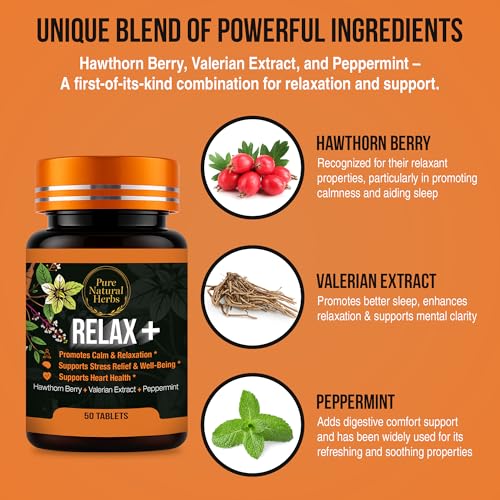 Valerian Hawthorn & Peppermint Tablets, 50 Count – Organic Hawthorne Berry & Valerian Root Herb Supplement – Vegan Non-GMO Calm Support & Peppermint Pills for Digestive Wellness - view 3