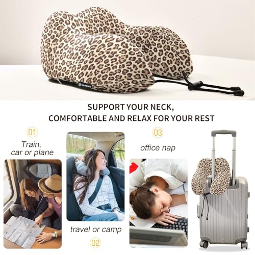 Leopard Cheetah Print Animal Gemoetric Neck Pillow Travel for Sleeping Airplane Travel Kit with Snap Clip & Storage Bag - view 4