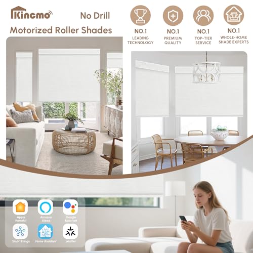 No Drill Motorized Blinds with Remote, 100% Blackout Roller Shades - view 2