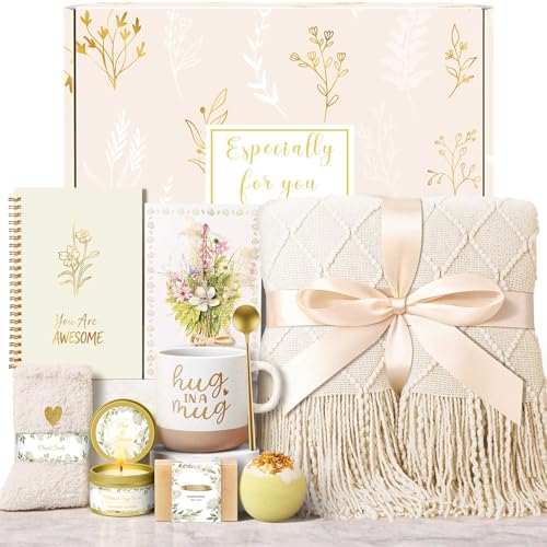 Birthday Gifts for Women Self Care Gift Basket, Get Well Relaxing Spa Gift Baskets for Women, Unique Inspirational Gifts for Mom Wife Grandma Sister Friend Her