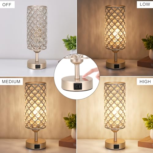 Champagne Gold Bedside Lamp, Nightstand Lamp for Bedroom (Bulb included) - view 4