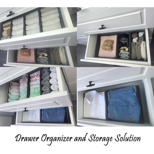 Drawer Organizer Set of 4- Fabric Storage Bins for Clothes, Underwear, Socks & Bras - 11" Dresser Dividers for Bedroom Closet - view 6