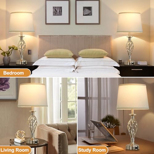 Table Lamp for Bedroom Set of 2 with USB C+A Ports,Modern Night Stand Lamps - view 6
