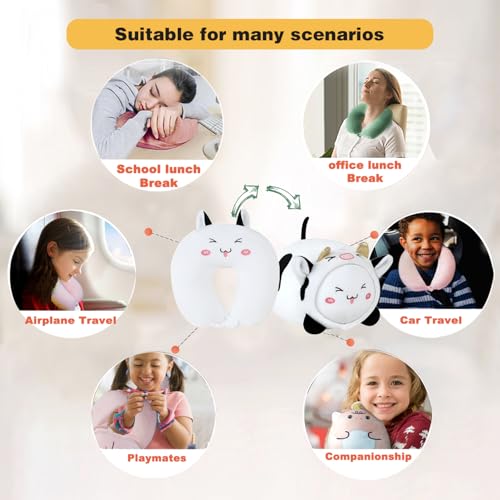 Kids Travel Pillow, 2-in-1 Deformable U-Shaped, QQ Milk Cow - view 6