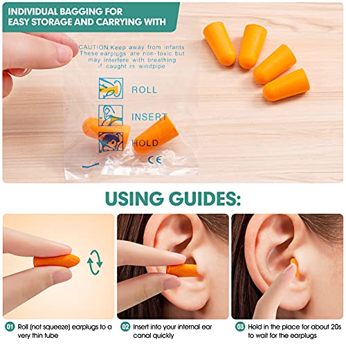 100 Pairs Orange Foam Ear Plugs for Sleeping, 33dB NRR Noise Reduction - view 5