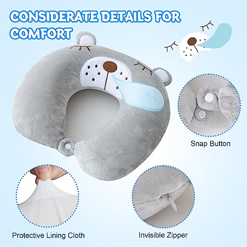 Travel Pillow for Kids Adult Cute Neck Pillow for Traveling Memory Foam Airplane Pillow Sleep Mask Animal Flight Pillow Head Rest Neck Support for Cars Long Flights (Bear, 9-12 Y/O) - view 5
