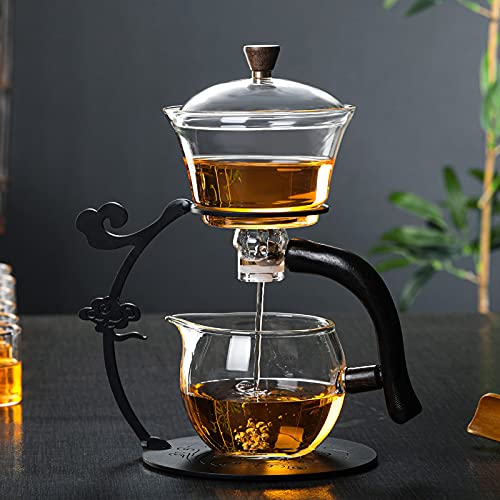 Lazy Kungfu Glass Tea Set Semi Automatic Drip Rotating with Infuser Glass Teapot Set (6 cups) - view 3