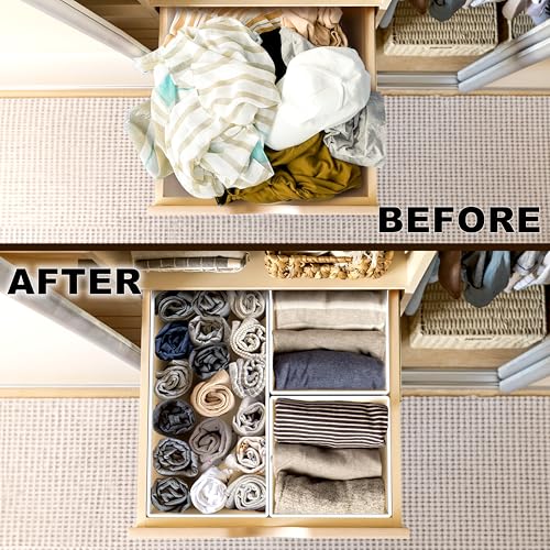 Foldable Drawer Organizer Stocking Bin, Set of 12, Beige - view 3