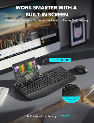 Wireless Keyboard and Mouse Combo - Full-Sized, Ergonomic Wrist Rest - view 3