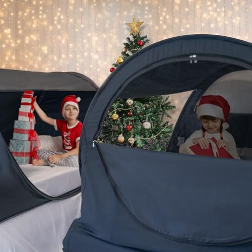 Privacy Pop Up Bed Tent for Twin Bed, Easy Setup Blackout and Breathable Mesh Bed Canopy Lightweight Portable Sleep Pod with Carry Bag Dream Tent for Indoor Outdoor Use- Twin/Black - view 4