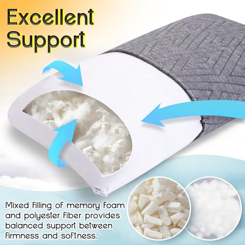 Travel Pillow for Sleeping Camping, Memory Foam Small Pillow with Breathable Cover for Backpacking, Airplane, Car (15.5 X 12 Inch) - view 3