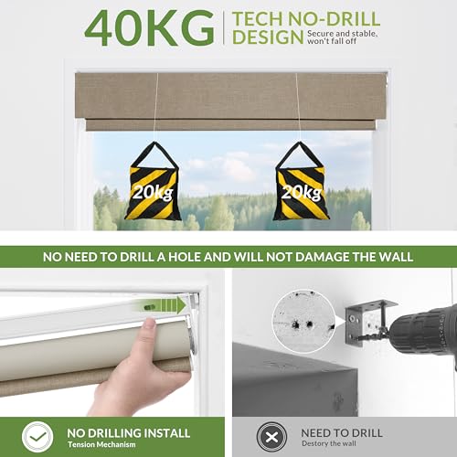 No Drill No Tools Blackout Cordless Roller Shades - view 3